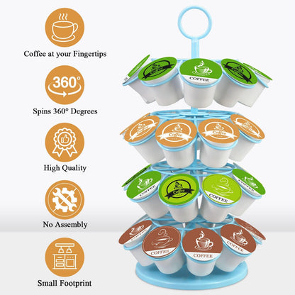 KIMIUP Coffee Pod Holder, K Cup Organizer Compatible with K-Cups(36 Pods), Kitchen Detachable Coffee Pod Organizer for Countertop, Spins 360-Degrees