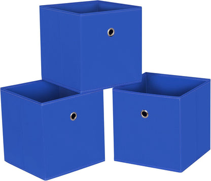 Black Foldable Storage Cubes Bins ,11 Inch Cloth Storage Cube Fabric Storage Box Cubes Organizer Baskets with Handles for Home Organizer Set of 3 (Black)