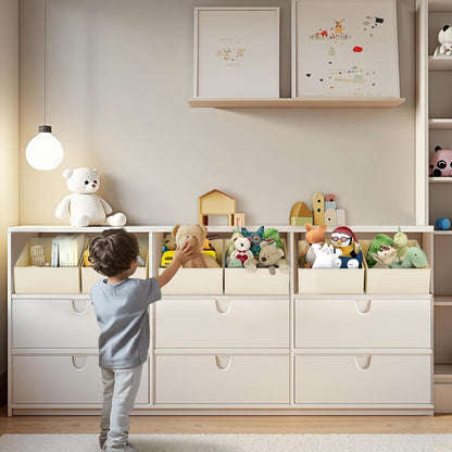 DIMJ Closet Storage Bins - Fabric Storage Baskets for Shelves, Collapsible Closet Organizers and Storage with Handles, Trapezoid Shelf Organization Storage Cubes for Purse, Toys, Books, Towel, Socks