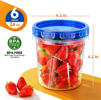 Freezer Storage Containers, [-16 Oz] Airtight Plastic Food Storage Containers with Twist Top Lids, Soup, Meal Prep Containers | BPA Free | Stackable | Leakproof | Microwave/Dishwasher Safe