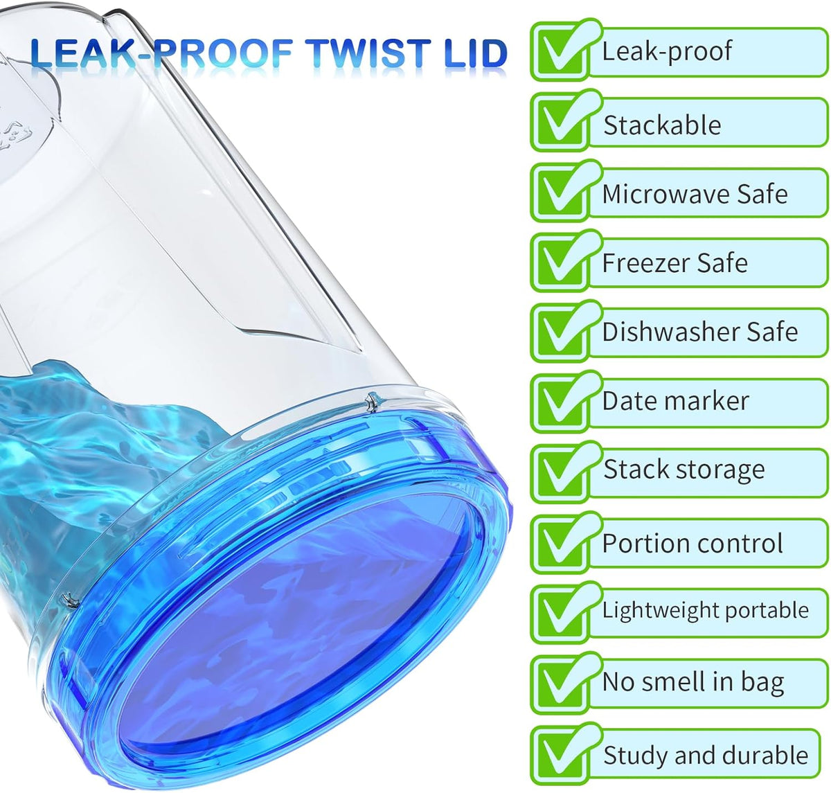 Freezer Storage Containers, [-16 Oz] Airtight Plastic Food Storage Containers with Twist Top Lids, Soup, Meal Prep Containers | BPA Free | Stackable | Leakproof | Microwave/Dishwasher Safe