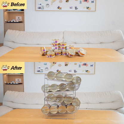 Cat Food Organizer - Wet Cat Food Rack for 3oz or 5.5oz Cans (24 Cans Capacity)