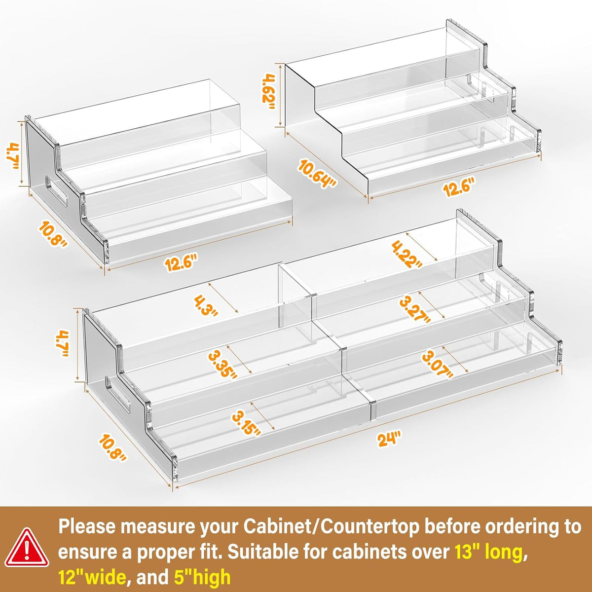 Yecuip Expandable Can Rack Organizer for Pantry, 3-Tier Adjustable Can Storage Holder, Holds Up to 24 Cans, Acrylic Canned Food Organizer for Pantry, Cabinet, Countertop, Kitchen