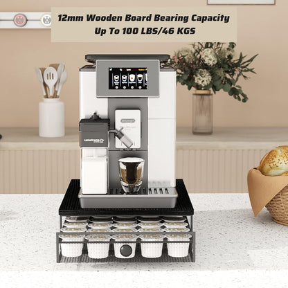 Sedegn Coffee Pod Holder Counter Coffee Vertuo Capsules Storage Organizer with Sliding Drawer Compatible For 35 K-Cup Pods No Assembly Needed Rustic Brown