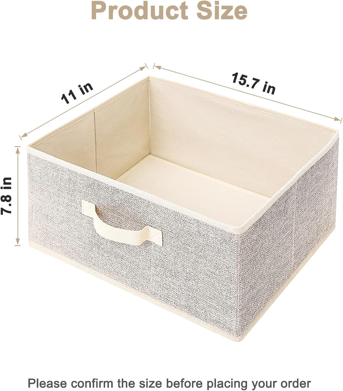 Storage Baskets, 11-Inch Woven Fabric Bins, Storage Cubes with Reinforced Handles, Organizer Bins for Closet Shelves, Foldable, for Toys, Clothes, Natural Beige (3PCS/Beige-11*11*7.8inch)