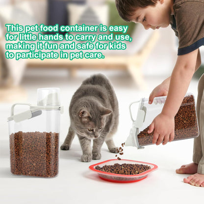 TBMax Rice Container Cereal Storage Container 2 Pack 5 Lbs, Kitchen Pantry Dry Food Storage Holder with Easy-Pouring Spout & Handy Cup, Small Pet Dog Cat Food Dispenser for Daily Feeding -Grey