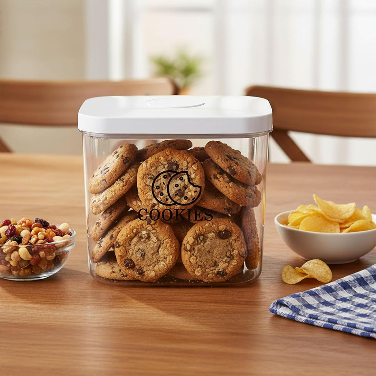 Cookie Jar with Airtight Lid,Bread Box for Kitchen Countertop,Time Recording Bread Storage Container, BPA-Free Plastic Containers for Cookies, Homemade Bread, Toast, Bagel, Donut