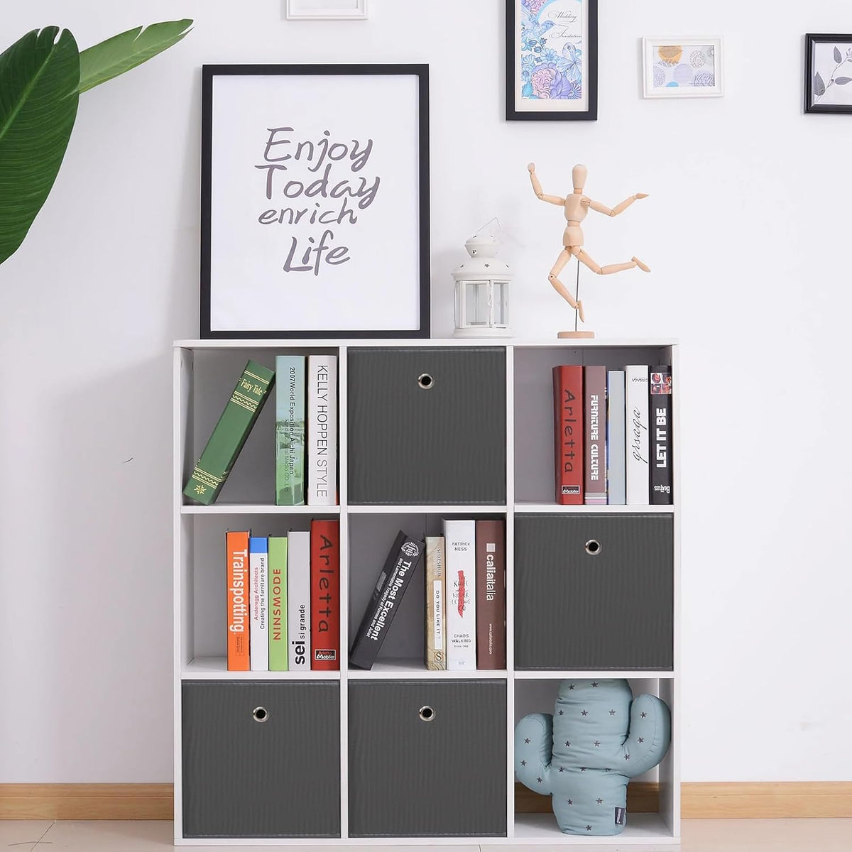 Black Foldable Storage Cubes Bins ,11 Inch Cloth Storage Cube Fabric Storage Box Cubes Organizer Baskets with Handles for Home Organizer Set of 3 (Black)