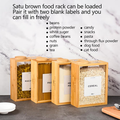 Bamboo Kitchen Cereal Containers Storage Dispenser, 3 Liter Airtight Pantry Organizers with Lid, Home Organization for Cereal, Rice, Flour, Snack, Candy Storage-1 sponge cleaning brush