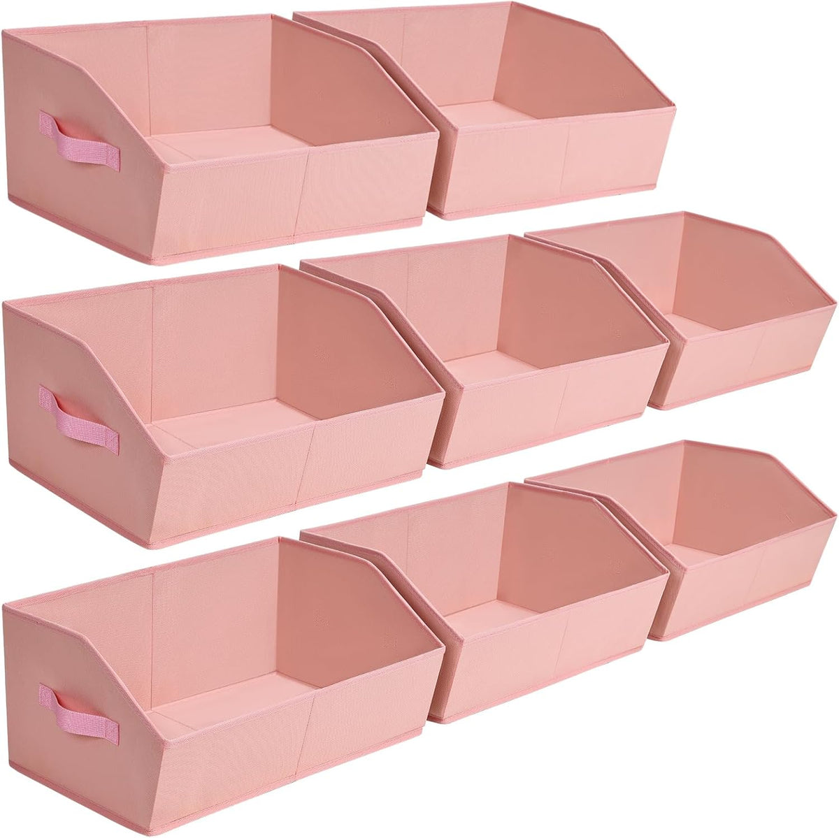 Homsorout Closet Organizers Bins 6 Packs - Large Closet Shelf Organizer with Handles, Fabric Trapezoid Storage Bins, Collapsible Storage Cubes for Clothes, Towels, Light Gray