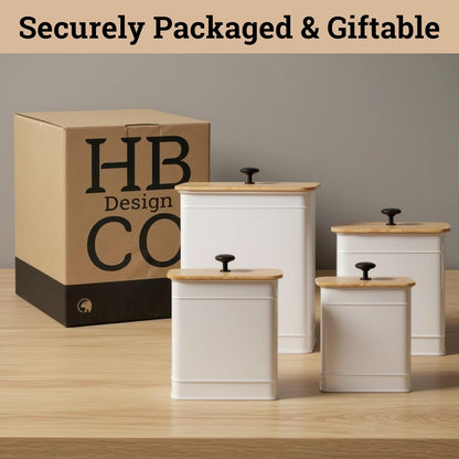 Kitchen Canisters for Countertop Set of 4 with Customizable Chalkboard Labels & Marker Pen - Big Iron Kitchen Canisters with Airtight Lids - Black Canister Set - Flour and Sugar Containers Farmhouse