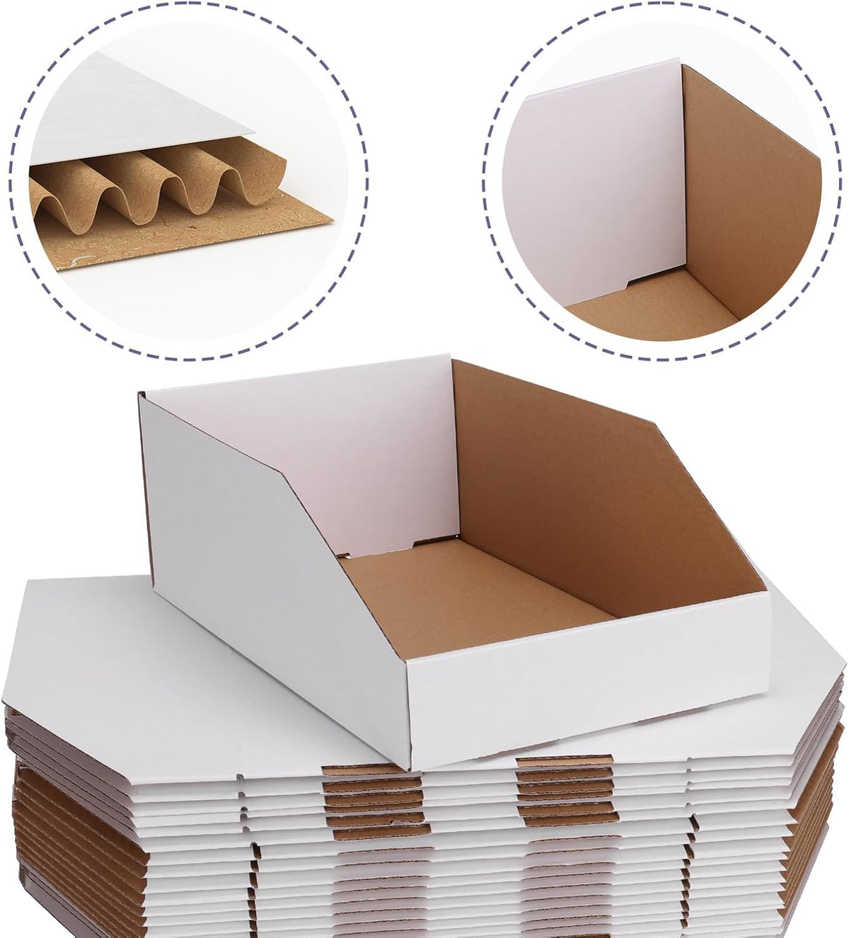 EXYGLO Cardboard Boxes, Pack of 35 Corrugated Storage Bins 12x6x4.5 inch Pantry Organizer Bins for Shelves Garage Office Organization