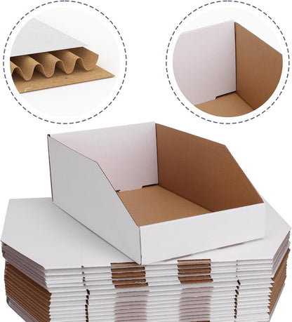 EXYGLO Cardboard Boxes, Pack of 35 Corrugated Storage Bins 12x6x4.5 inch Pantry Organizer Bins for Shelves Garage Office Organization