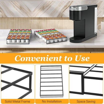 Coffee Pod Holder Drawer, Expandable K Cup Holder Compatible with Keurig K-Cup, K Cup Drawer Organizer Hold 30-60 Coffee Pod Storage for Coffee Station Office and Kitchen, Black