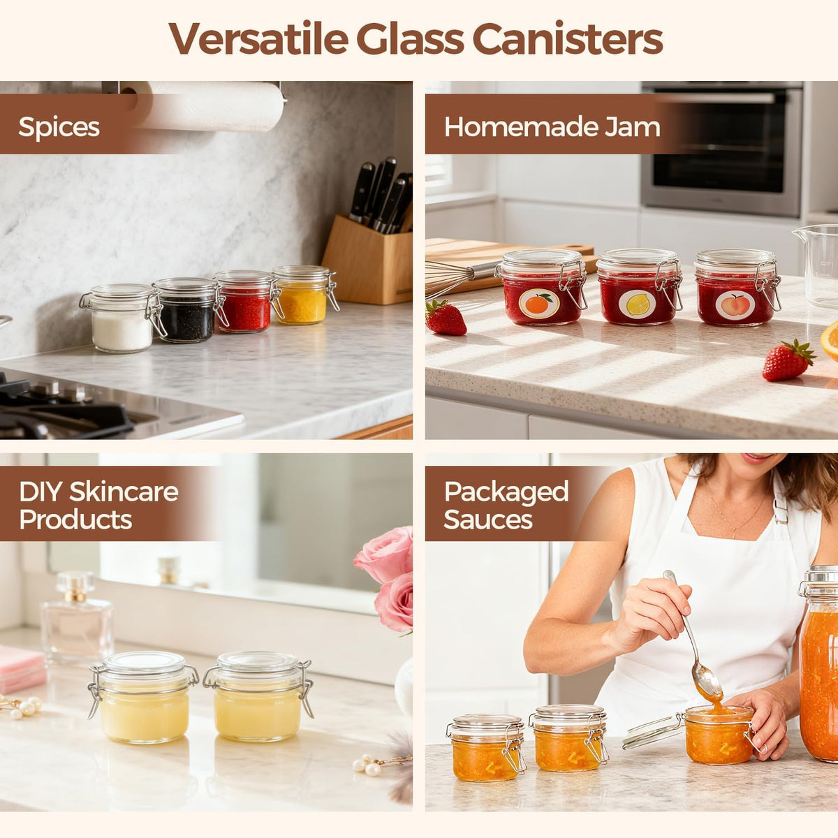 ComSaf 3-Pack 68oz 13-Inch Tall Glass Pasta Containers for Spaghetti & Long Pasta, Slender Airtight Canisters for Vertical Pantry Organization, Food Storage Jars for Linguine & Breadsticks
