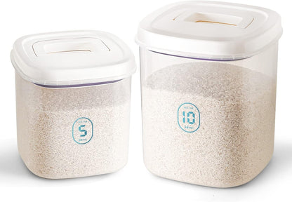 20-25 lbs Rice Dispenser,10.5 Qt/10 L/22-25 lbs Rice Container Storage with Measuring Cup & Brush Food Cereal Container Bins Household for Kitchen Pantry Organization (AY-10KG-WHITE)