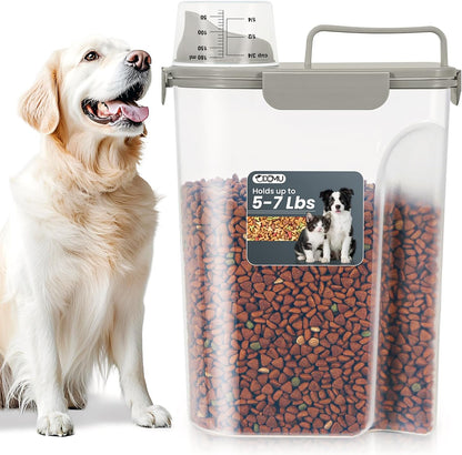 Dog Cat Food Storage Container 3-5lb, Pet Food Container Airtight with Large Spout & Cup, BPA-Free Plastic Food Dispenser for Pet Food, Bird Seed, Rice, Flour (Pink (3L-1pack))