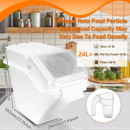 Flour Bin, 10 lb Stackable Kitchen Ingredient Storage Container with Lid - Food Pantry Organizer for Flour, Sugar, Rice, Baking,Dog Food Supplies (2.64 GAL-2.33 LB)