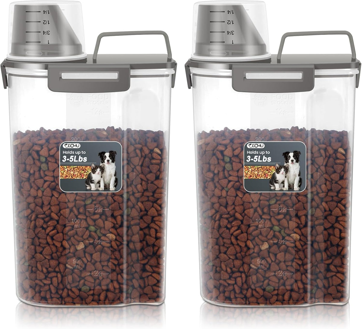 Dog Cat Food Storage Container 3-5lb, Pet Food Container Airtight with Large Spout & Cup, BPA-Free Plastic Food Dispenser for Pet Food, Bird Seed, Rice, Flour (Pink (3L-1pack))