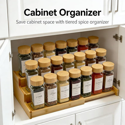 JinDoWin Spice Rack Organizer For Cabinet, Spice Organization For Cabinet, Spice Rack For Countertop,15.7 Inch Adjustable Seasoning Organizer Spice Organizer (Medium)