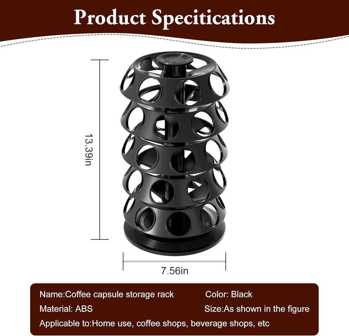 CEHNCEH K Cup Holder, Coffee Pods Holder Storage Organizer Stand Carousel Compatible with 40 Keurig K-Cup Pods, Home or Office Kitchen Counter (Black)