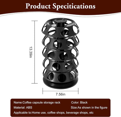 CEHNCEH K Cup Holder, Coffee Pods Holder Storage Organizer Stand Carousel Compatible with 40 Keurig K-Cup Pods, Home or Office Kitchen Counter (Black)