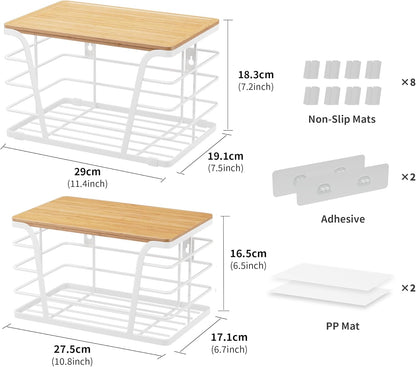 2 Pack Potato and Onion Storage Bins, Stackable Kitchen and Pantry Organizer with Bamboo Top & Lightweight PP Mat, for Vegetables, Fruit, Onion, Potato, Garlic - Pantry, Kitchen Storage Bins (Black)