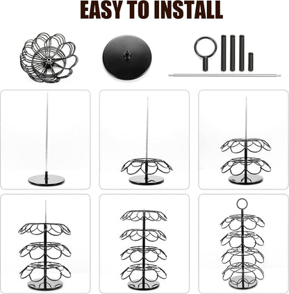 4-Tier K-Cup Holder Compatible with 36 K-Cups, Coffee Pod Carousel, Coffee Pod Storage Stand Detachable Organizer for Countertop, Spins 360-Degrees