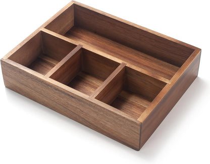 XIMISISE Tea Bag Holder, Acacia Wood Tea Bag Storage Organizer, Tea Candy Basket, Sugar Packet Organizer, Coffee Station Condiment Organizer