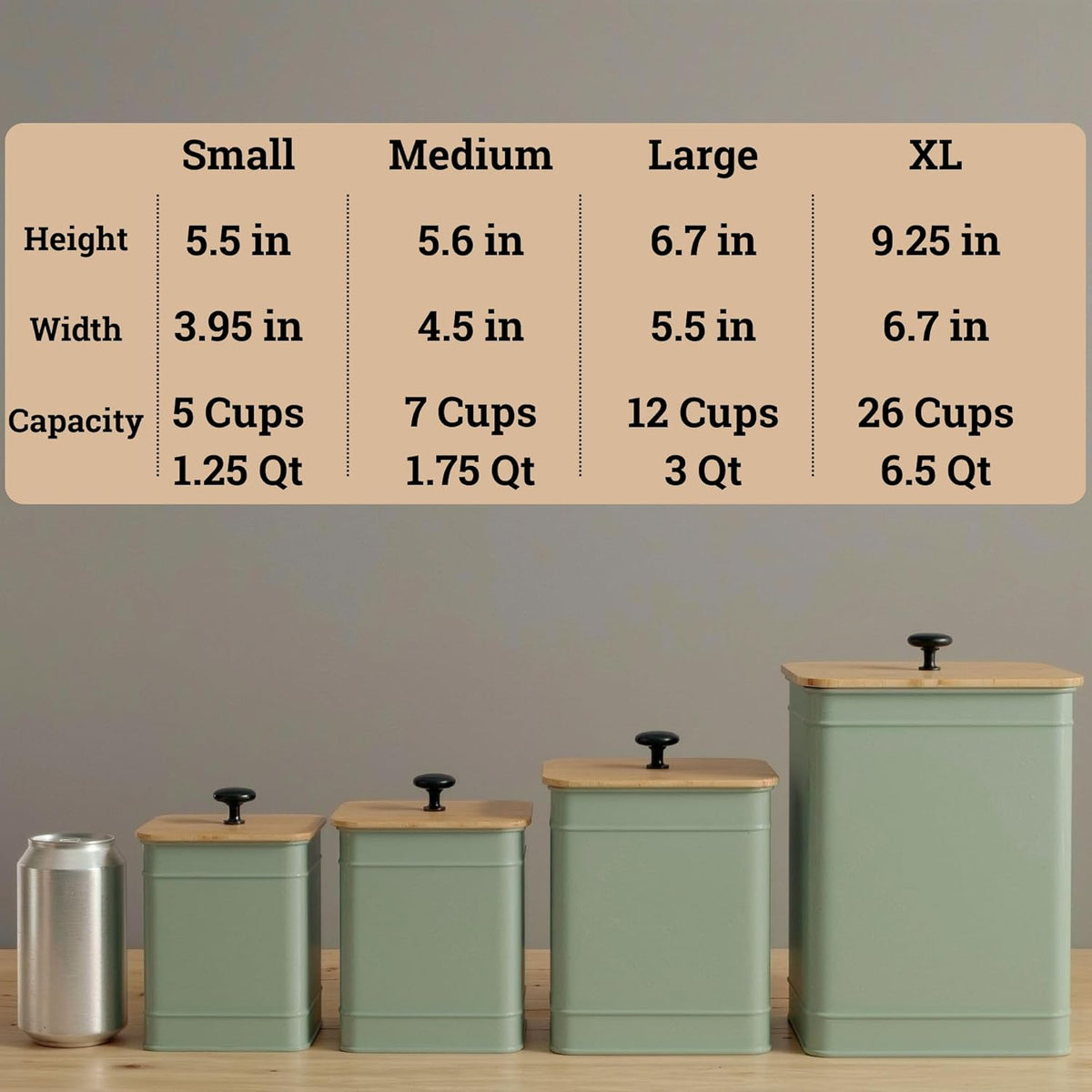 Kitchen Canisters for Countertop Set of 4 with Customizable Chalkboard Labels & Marker Pen - Big Iron Kitchen Canisters with Airtight Lids - Black Canister Set - Flour and Sugar Containers Farmhouse