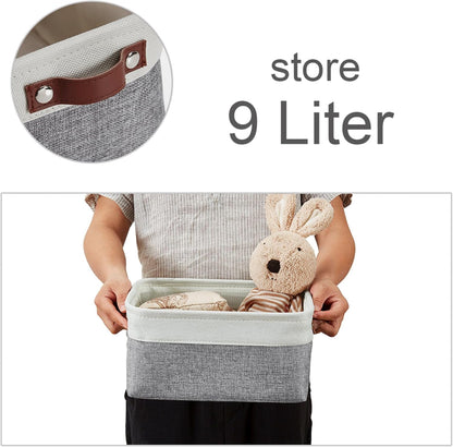 DECOMOMO Storage Bins, Large Fabric Storage Baskets for Shelves, Decorative Linen Closet Organizer, 15 x 11 x 9.5 inches (Beige & White, 3 Pack)