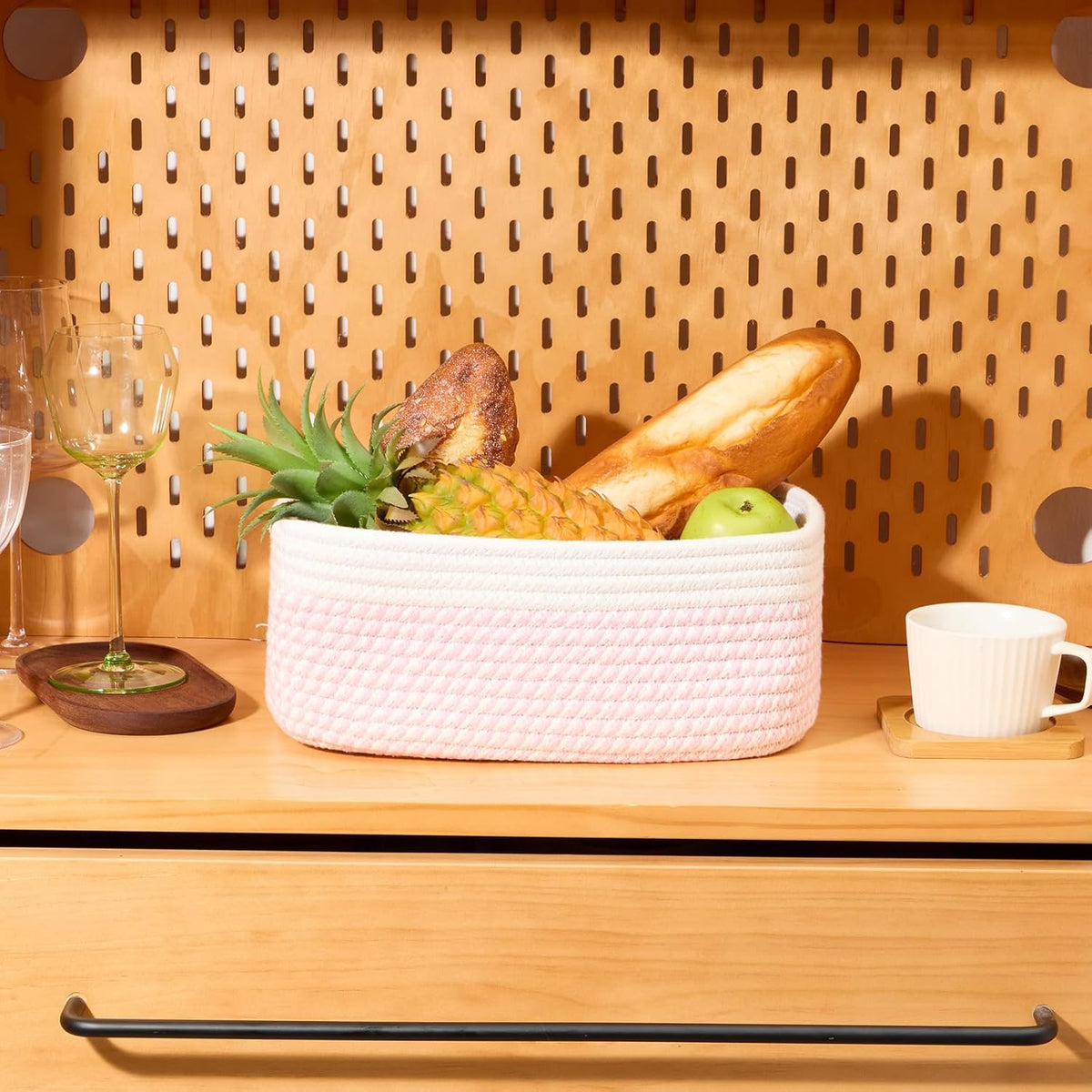 MiniArk Small Storage Baskets for Organizing | Closet Organizer Bins | Shelf Toy Basket | Woven Rope Baskets | Cube Decorative Box | Shallow Basket | L11.5xW7.5xH4.7| Brown