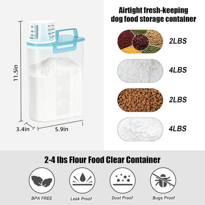 LEAWALK Airtight 4 LBS Rice/Cereal/Dry Food Storage Container BPA Free, 2.11Qt Clear Plastic Kitchen and Pantry Organization Bin Suitable for Oats, Flour, Sugar, Pasta, Pet Food, etc (Clear Grey)