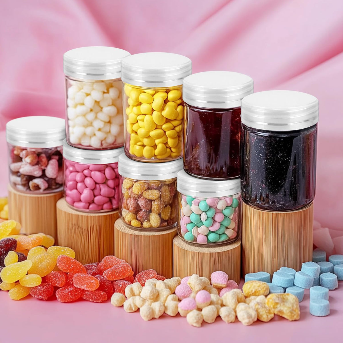 Loretoy 36 Pack 2 OZ Plastic Jars with Lids, BPA Free, Reusable, Refillable Transparent Cosmetic Containers for Bath Salts, Cosmetics, Powders, Beauty Product and Small Accessories