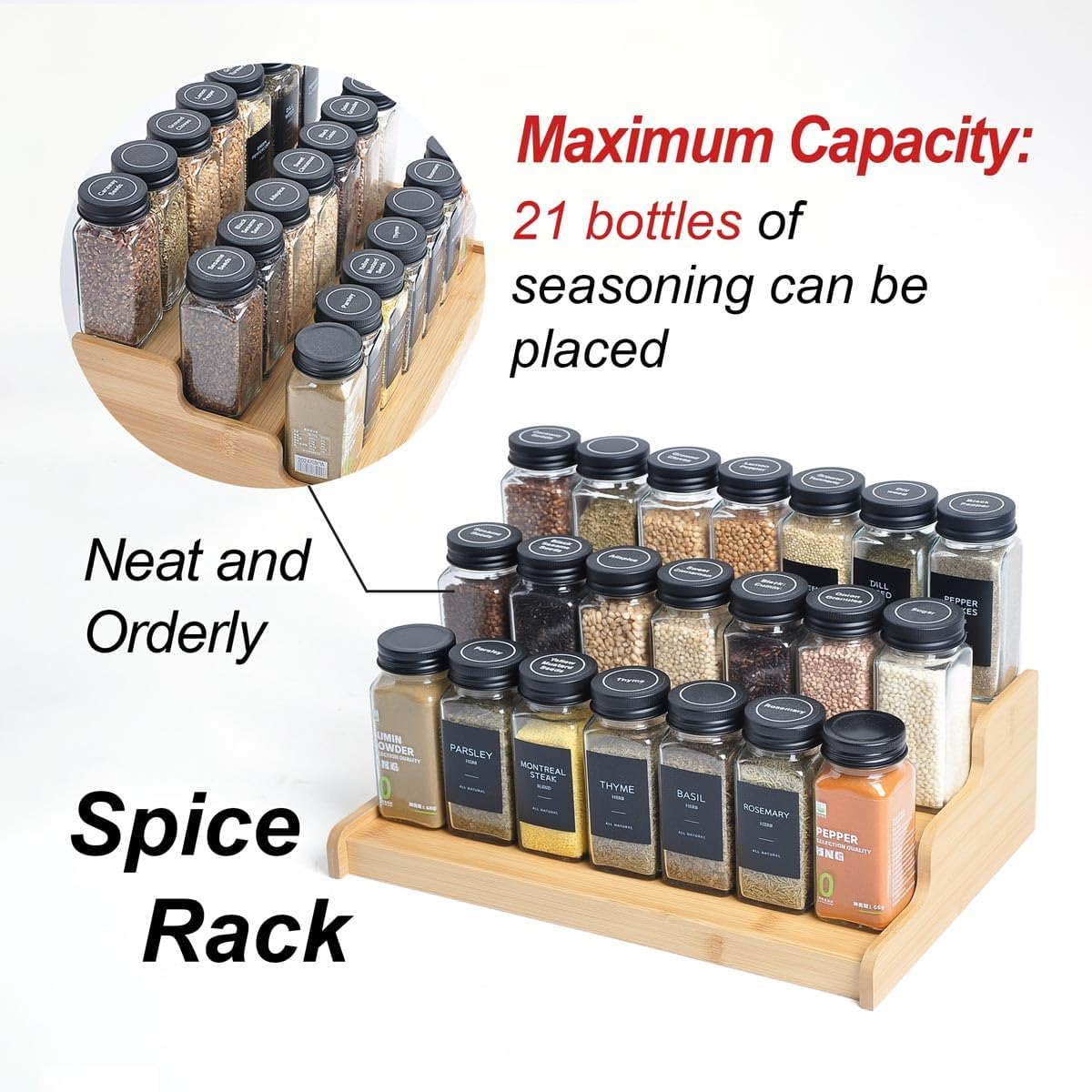 JinDoWin 2 Pack Cabinet Spice Rack Organizer - Enhanced Cabinet Spice Organizer, Practical Spice Rack Organizer for Cabinet and Efficient Cabinet Spice Organizer (2, 9 Inch)