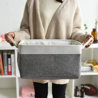Fabric Storage Bins 12x8x5 inch [6-Pack] with Rope Handles - Decorative Baskets for Organizing