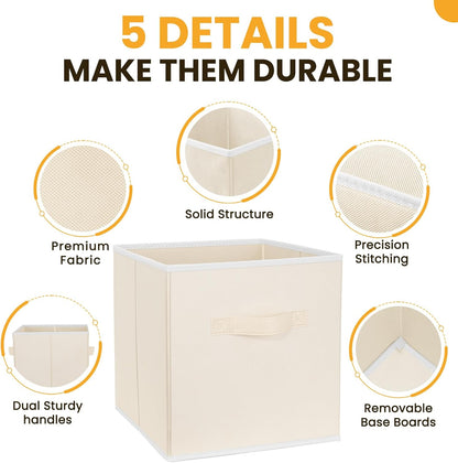 Criusia Large Storage Cubes, 13x13 Cube Storage Bins (Set of 10), Fabric Collapsible Storage Bins with Dual Handles, Foldable Cube Baskets for Shelf, Closet Organizers and Storage Box (Grey)