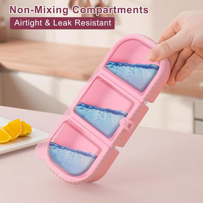 Silicone Reusable Snack Containers with Lids - 8 oz Double Compartment Snackle Box for Kids & Adults, BPA-Free & Leakproof, Small for Dressing, Snacks, School, Office, Picnic