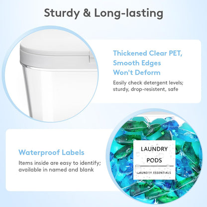 Lifewit Laundry Pods Container with Pop-up Lid, Laundry Room Organization, Dryer Sheet Holder for Washing Powder Scent Booster Beads, 2700 +2000ml/0.72+0.5gal,3 Pcs