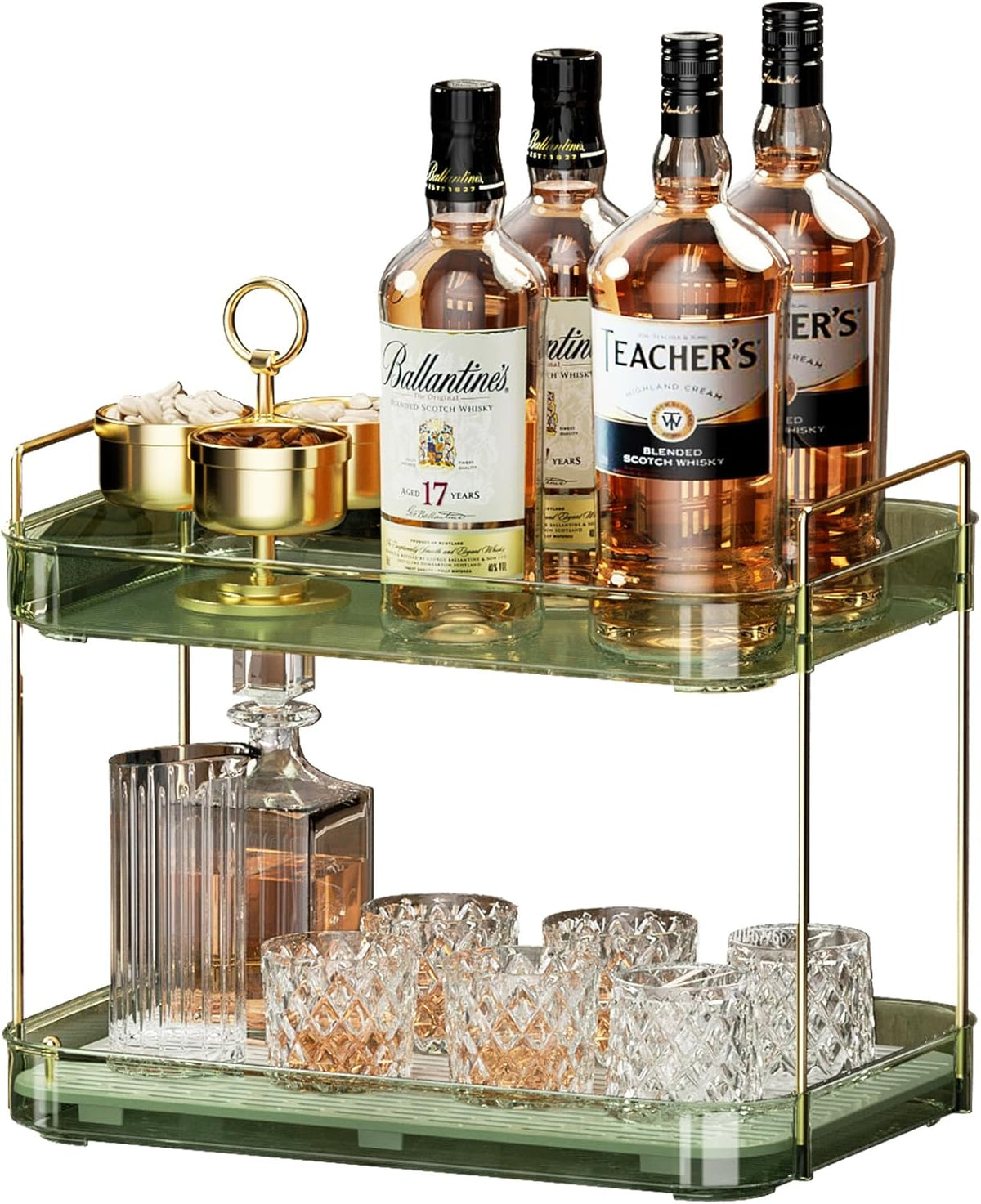 Seoneiro Whiskey Tray, Glass Cup Rack, Mug Holder, Coffee Cup Organizer, Bathroom Countertop Organizer with Drain Board Wine Glass Decorative, Food Tray, Kitchen Spice Rack