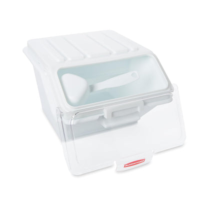 Rubbermaid Commercial Products ProSave Shelf Food Ingredient Bin with Scoop 40-Cup White Kitchen Food Storage Sugar/Grains/Rice/Baking Supplies