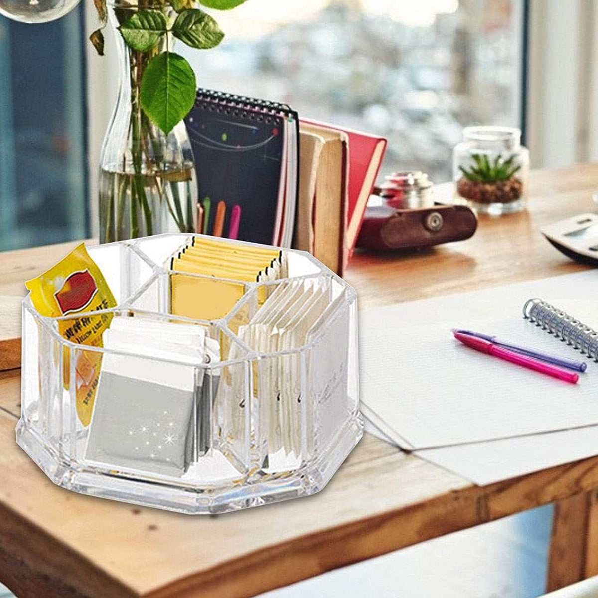 Clear Acrylic Two Lattices Tea Bags Holder Coffee Sugar Bag Case Guest Room Storage Boxes YTBH-001