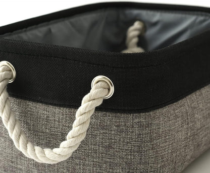Fabric Storage Bins 12x8x5 inch [6-Pack] with Rope Handles - Decorative Baskets for Organizing