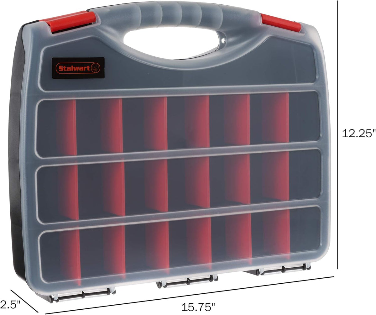 Stalwart - 75-ST6073 Portable Storage Case with Secure Locks and 55 Small Bin Compartments for Hardware, Screws, Bolts, Nuts, Nails, Beads, Jewelry and More by Black