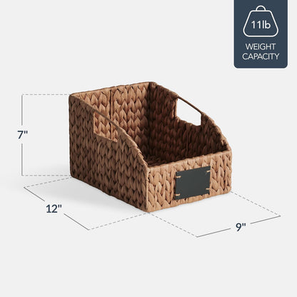 Best Choice Products Water Hyacinth Pantry Storage Baskets, Wicker Baskets w/Built-in Handles, Handwoven Shelf Baskets for Organizing, Pantry Organizers and Storage, 3-Pack - Natural