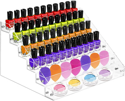6-Tier Nail Polish Organizer Rack, Acrylic Display Stand Holder for Nail Paint, Tattoo ink, Essential Oil, Sunglasses Storage for Salon Vanity Table, Home Decor, Holds 72 Bottles