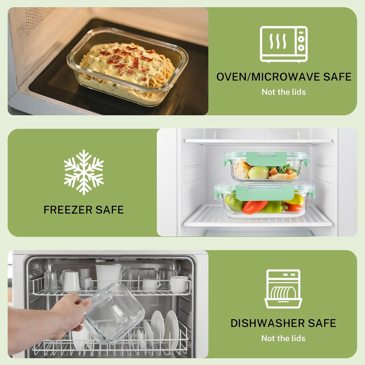 8 Pack Borosilicate Glass Food Storage Containers with Lids, Glass Meal Prep Containers, Airtight Bento Lunch Boxes with Snap Locks, Oven, Freezer and Dishwasher Safe, BPA Free, Kitchen Storage Set