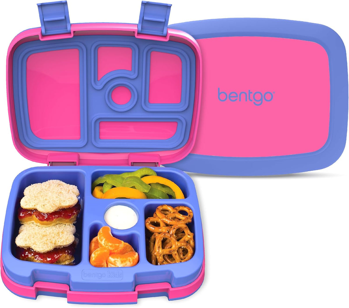 Bentgo Kids Bento-Style 5-Compartment Leak-Proof Lunch Box - Ideal Portion Sizes for Ages 3 to 7 - Durable, Drop-Proof, Dishwasher Safe, PFAS & BPA-Free & Made with Food-Safe Materials (Blue)