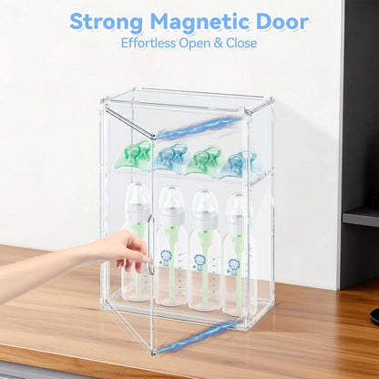 Baby Bottle Storage Organizer, Large 3 Tier Acrylic Bottle Storage Organizer Container for Countertop, Clear Plastic Bottle Station Organizers for Kitchen Cabinet Vanity Bathroom, Gifts for New Mom