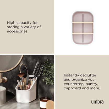 Umbra Bellwood Packet Organizer, Divided Tray for Pantry Ingredients and Other Small Items, Made of Durable Plastic and Wood, Walnut/Black